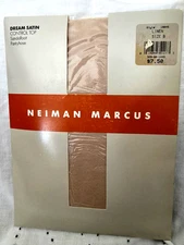 NEIMAN MARCUS Dream Satin Control Top Sandalfoot Pantyhose~SZ B~Linen