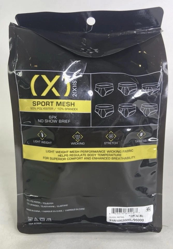2xist Sport Mesh 6 Pack No Show Briefs Underwear Stretch Multicolor Mens Size Md - Image 2 of 4