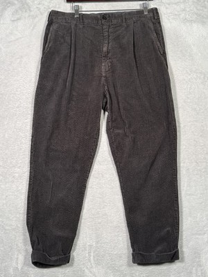 Alex Mill Pants Mens 33x27 Black Corduroy Pleated Cuffed Chino Tapered Casual
