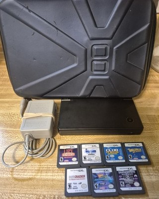 Nintendo DSi Black Handheld Console System Bundle - Case, Charger & 7 Games!