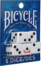 Bicycle 5 Count Dice - Sustainably Made, Perfect for Poker and Board Games