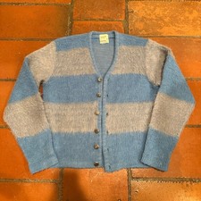 Vintage 60s JC Penney's Shaggy Mohair Striped Cardigan Sweater Small