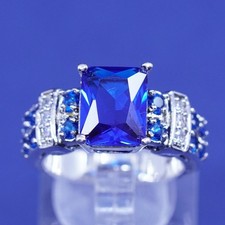 Size 6.25, vintage Sterling 925 silver engagement ring with topaz and clear cz