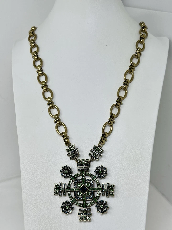 Collar de invierno HEIDI DAUS copo de nieve escandinavo azul verde cristal de Swarovski Foto 2 de 4