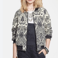 Free People Love Story Quilted Boho Bomber Jacket size XS