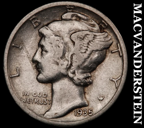 1935-S Mercury Dime- Silver- Scarce Better Date No Reserve #J4123