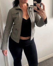new look y2k Khaki grey fitted zip-up jacket, size M (would fit UK10-12) fitted