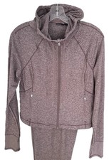 Athleta Softluxe Jogger 2 Piece Set Hoodie  Joggers Large Light Brown Heather