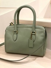 Coach Vintage 4410 Green Leather Sutton Mini Boston Crossbody Shoulder Bag Italy