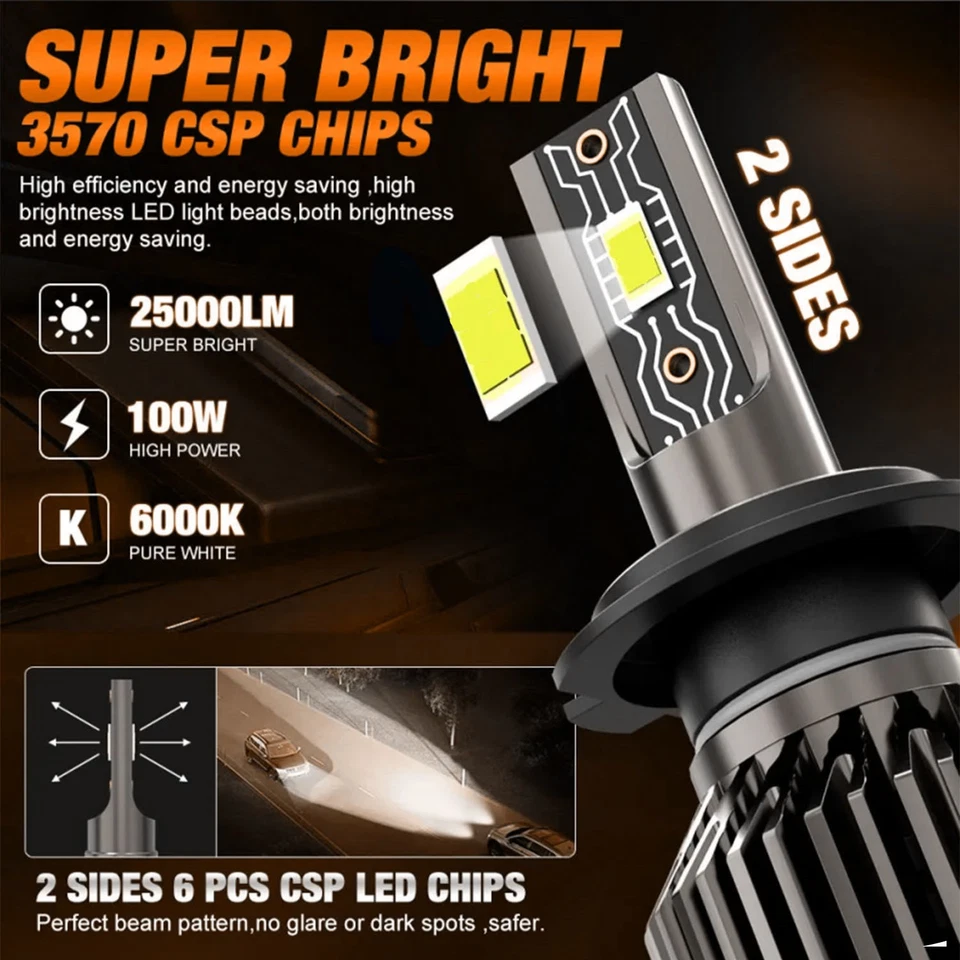 4pcs H7 H7 White LED Headlight Bulb- For Land Rover Range Rover Sport 2006-2009 - Imagem 2 de 4