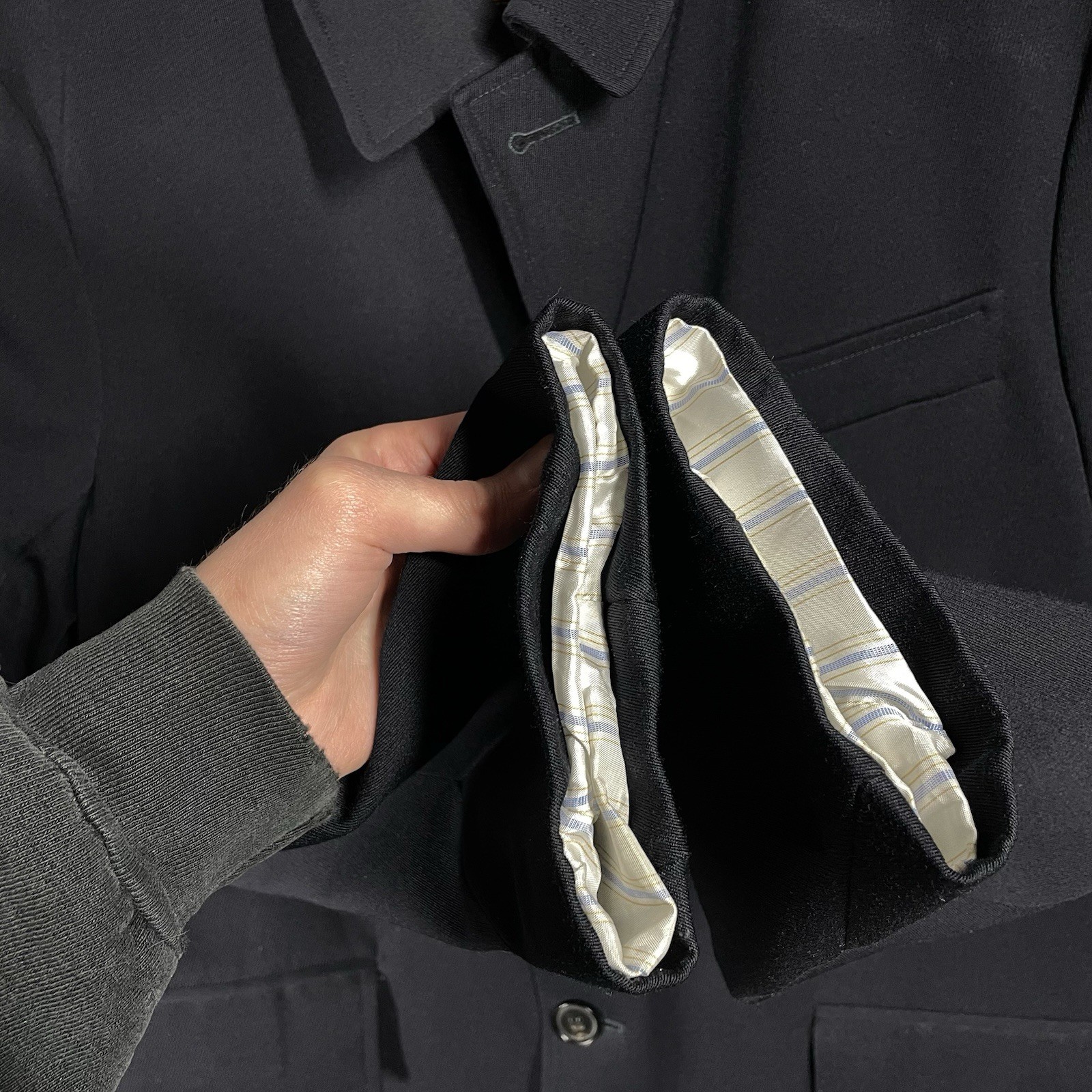 Billy Reid Wool Topcoat Mens Large Whipcord Gabardine Jacket Bond Black Italy image 7
