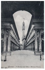 Vintage Firenze Uffizi Portico Palazzo Vecchio Italy Architecture Postcard