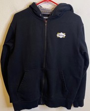 HOOEY Black Full Zipper Hoodie Sweatshirt Jacket Long Sleeve MEDIUM Front Pocket