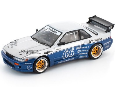 PANDEM S13 RHD SILVER & BLUE 1/64 DIECAST MODEL CAR BY POP RACE