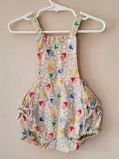 Vintage Lily Kids Girl's Size 2 Lace Ruffle Sunsuit Romper Rainbow Hearts EUC