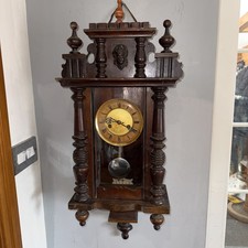 Antique German Pfeilkreuz Wall clock with A Chrome Pendulum c.1900 Working