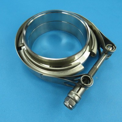 Edelstahl V Band Schelle 50 mm 2'' und 2 Anschweissringe Zentrierringe Turbo V2A