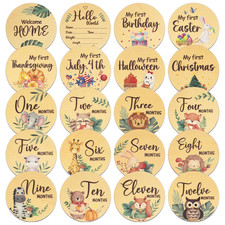 Baby Monthly Milestone Cards Sign, 10 Double Sided Hello World Newborn Sign My F