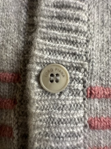 Loro Piana kids cashmere sweater button front cardigan gray & pink age 10 Rare - Bild 14 von 14