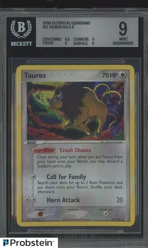 2006 Pokemon EX Crystal Guardians #12 Tauros Holo BGS 9 MINT
