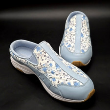 Easy Spirit Traveltime Blue Leather Slip on Mule Clogs Shoes Women's Size 10.5M