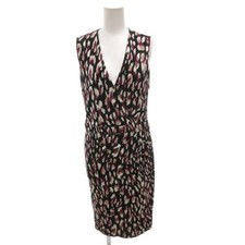 Gucci Cache-coeur Dress V-neck Total Pattern Belt Fringe Long Sleeveless S Used