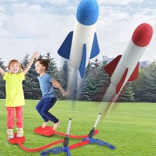 Kids Air Powered Rocket Launcher Toy Outdoor Foot Pump Soaring Game Gift