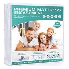 39"x75" Twin Waterproof Mattress Protector for Kids, 9" Deep, Twin, White