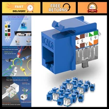 Cat6 Keystone Jacks 25 Pack, 90 Degree RJ45 Punch Down Connectors, Blue for Netw