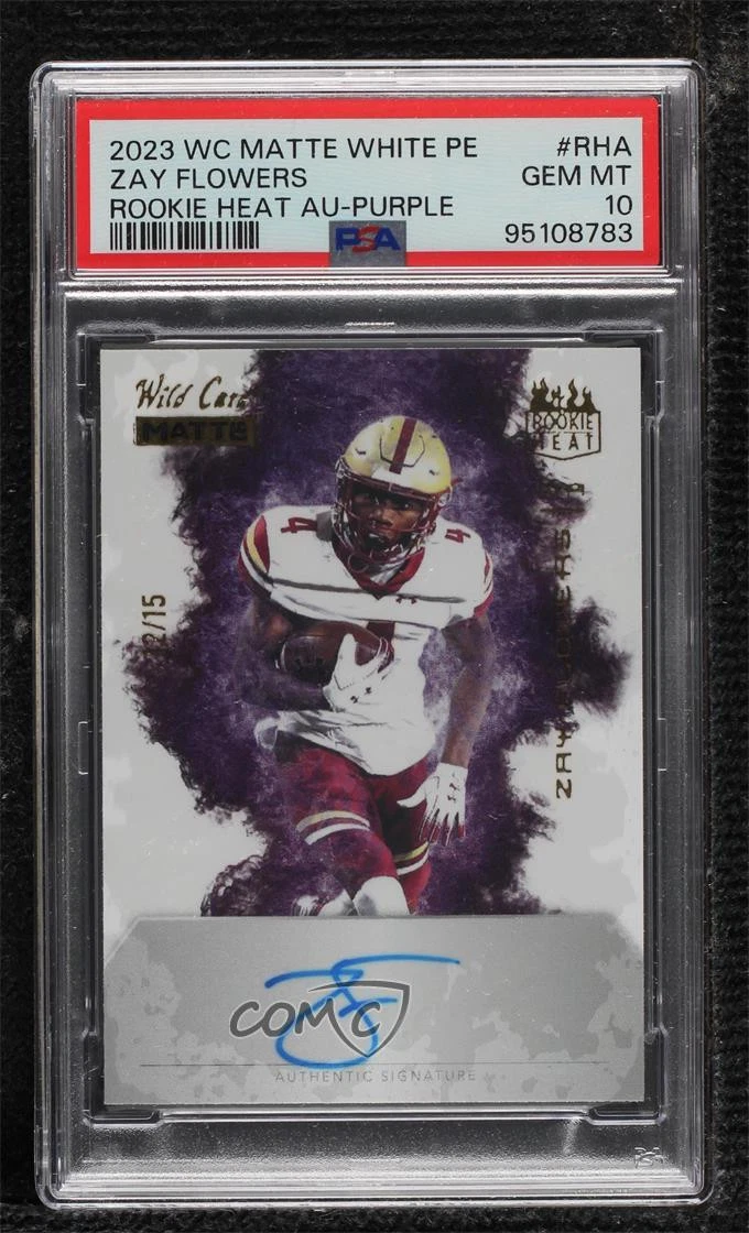 Zay Flowers Wild Card Matte White Premium Edition Rookie Heat Autographs #RHA Purple