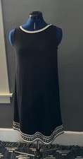 SALE- J. Jill Women's SMALL Sleeveless Black Dress With Cream Trim