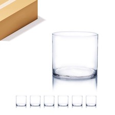Thick Weighted Clear Right Cylinder Glass Vases, 6" W x 6" H, Equilateral Cyl...