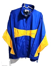 TYR Men's Hoodie Jacket Hooded Blue Yellow Windbreaker Active Actual Sz 48 Chest