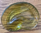 BLENKO Vintage Avocado Green Glass Free Form Amoeba Bowl Ashtray Dish MCM