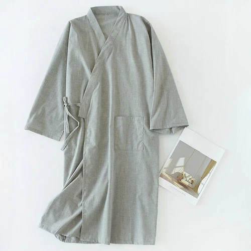 Herren Kimono Yukata Pyjama Baumwolle Japanisch Bademantel Morgenmantel Kleid Nachtwäsche Zuhause - Bild 19 von 23