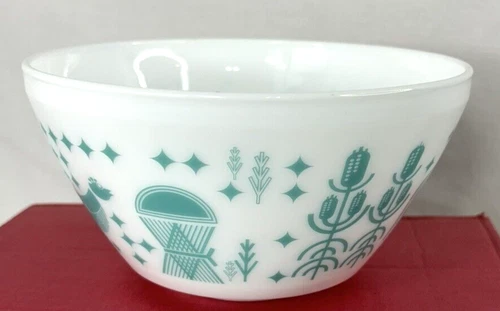 Vintage Charm Inspired By Pyrex Turquoise & White Rise N' Shine Amish 6/1.4 Bowl