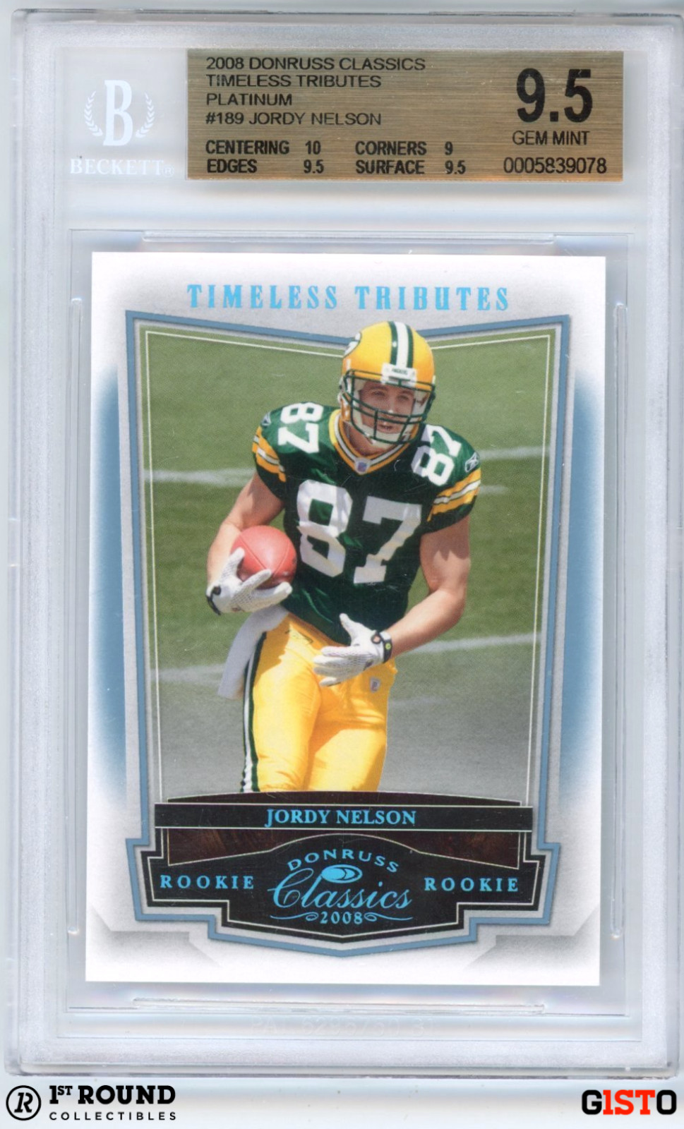 Jordy Nelson Donruss Classics #189 Timeless Tributes-Gold