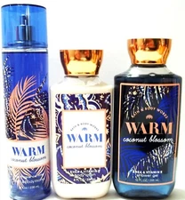 Bath Body Works WARM COCONUT BLOSSOM Trio, Mist,Lotion, Shower Gel, NEW x 3