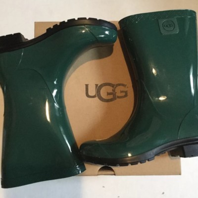 Ugg Girls Youth Raana Pine Green Rain Boots Water Pull Up Rubber Black Size 13