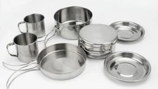 Stainless steel outdoor 8 pcs set camping pan picnic tableware portable cookware