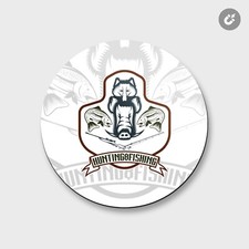 Boar Hunting & Fishing Label Animal | 4'' X 4'' Round Decorative Magnet