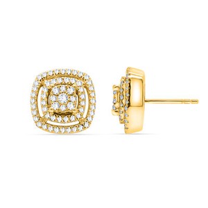 Authentic 7/9Ct Round Certified Natural Diamond Women Stud Earring 14K Yellow Gold Plated