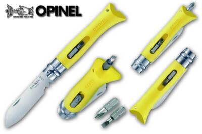 Opinel Messer  Nr. 9  DIY  Elektrikermesser  Abisolierer - + 2 Bits GELB  254328