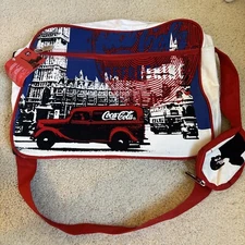 NWT Coca Cola Collectibles Canvas London Calling Union Jack Messenger Crossbody