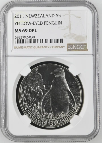 2011 New Zealand Yellow-Eyed Penguin $5 Coin - NGC MS69 DPL TOP POP - F19