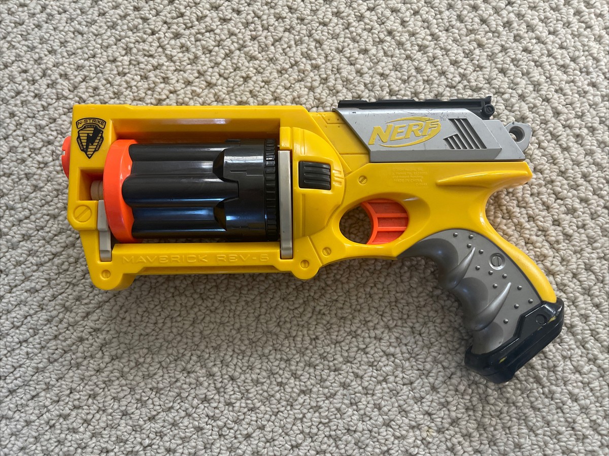 Nerf N-Strike Maverick Rev-6 Yellow Rotating Barrel Blaster | eBay