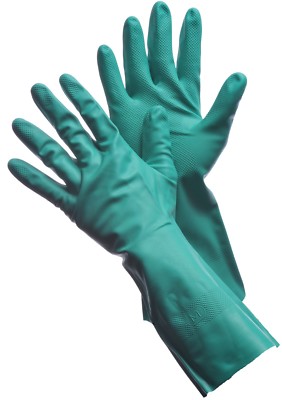 Premium Nitrile Chemical Resistant Work Gloves -15 mil 13'' in Long - 3 Pairs -L