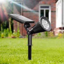 Faro Faretto Da Giardino Picchetto con Pannello Solare Crepuscolare con 7 LED 