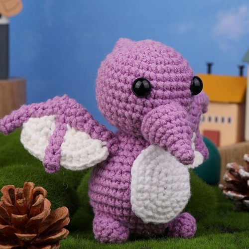 DIY Crochet Dragon Kits with Yarn, Crochet Hooks, Needle, Knitting Marker, Eyes - Picture 6 of 8