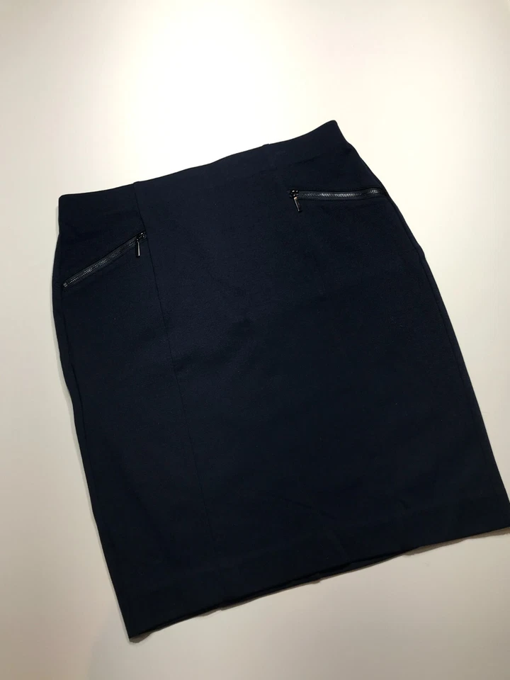 Falda Alfani Mujer 8 Azul Elastizada Ponte Pull On Lápiz Imitación Bolsillos Bodycon Foto 2 de 4